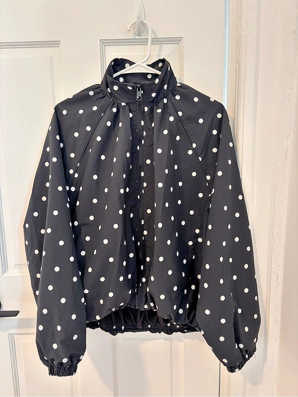 Polka Dot Lightweight Jacket in Black & White Like New